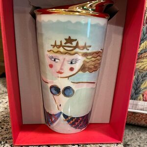 Starbucks Mermaid Gold 12 Ounce Ceramic Collectible Cup NIB